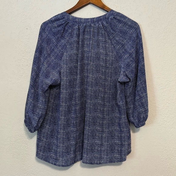 Women's Joie Navy Patterned 3/4 Sleeve Blouse - Picture 7 of 7